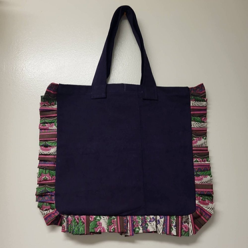 Handmade reusable ruffled tote bag, gift ideas, eco friendly shopping bag